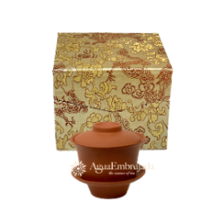 Gaiwan de barro Yixing color teja con plato, interior blanco de 150ml